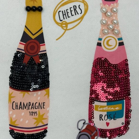 Champagne Sweatshirt 🍾 Pearls & Sequins - White - Small - Excellent Condition - Picture 7 of 10